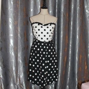 Strapless Polka Dot Dress w/Pockets